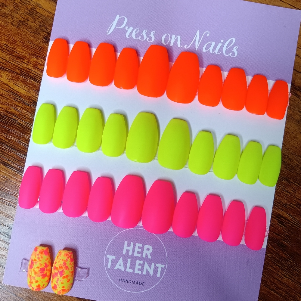 Neon Colored Press on Nails